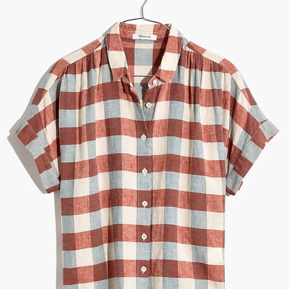 Madewell Linen-Blend Hilltop Shirt in Gingham Check - Size Small - NWOT - Picture 4 of 4